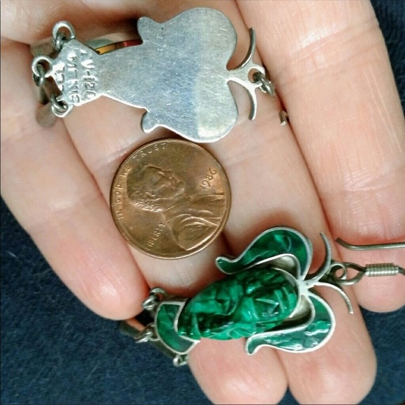 Sterling Silver South American Stone Earrings - Picture 2 of 4